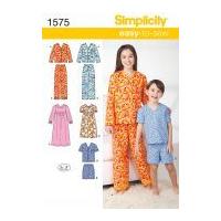 Simplicity Childrens Easy Sewing Pattern 1575 Pyjamas Sleepwear