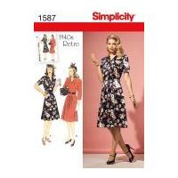 Simplicity Ladies Sewing Pattern 1587 Vintage Style 1940's Dresses