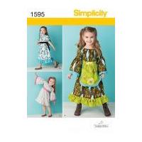 Simplicity Childrens Sewing Pattern 1595 Prairie Style Dresses & Aprons