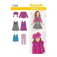 Simplicity Childrens Easy Sewing Pattern 1724 Dresses, Tops, Jackets, Leggings & Hat