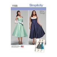 Simplicity Ladies Sewing Pattern 1155 1950\'s Vintage Style Glamour Dresses