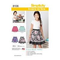 Simplicity Girls Easy Sewing Pattern 8106 Learn to Sew Skirts