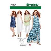 Simplicity Ladies Sewing Pattern 8132 Tank Dress, Tunic Top & Knit Bralette