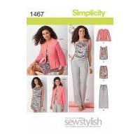 simplicity ladies sewing pattern 1467 jacket tops skirt trouser pants  ...