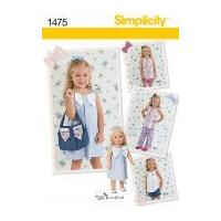 Simplicity Childrens Sewing Pattern 1475 Dresses, Pants, Shorts, Tops, Bags & Doll Clothes