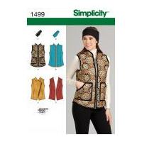 Simplicity Ladies Sewing Pattern 1499 Waistcoat Gilets & Headband