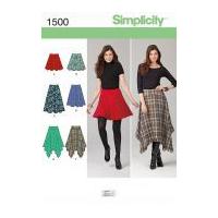 simplicity ladies sewing pattern 1500 flared asymmetric skirts