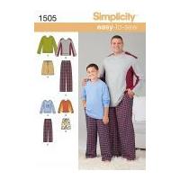 Simplicity Men's & Boys Easy Sewing Pattern 1505 Pyjama Tops & Bottoms
