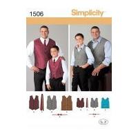 Simplicity Men's & Boys Sewing Pattern 1505 Waistcoats, Ties & Bow Ties