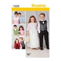 Simplicity Childrens Sewing Pattern 1509 Waistcoat, Bow Tie, Dresses & Bolero