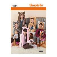 simplicity childrens dolls easy sewing pattern 1514 hats with built in ...