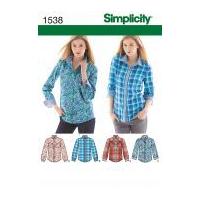 simplicity ladies sewing pattern 1538 long sleeve buttons front shirts