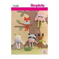 Simplicity Crafts Easy Sewing Pattern 1549 Owl, Bunny, Raccoon, Fox & Reindeer Toys