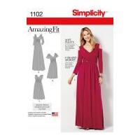 Simplicity Ladies Sewing Pattern 1102 Amazing Fit Dresses with Soft Pleats