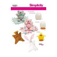 Simplicity Easy Crafts Sewing Pattern 1681 Cuddly Bear, Blanket, Animals & Chick Toys