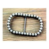 simplicity oval metal buckle fastener with pearl effect beads ivory