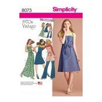 Simplicity Ladies Easy Sewing Pattern 8063 1970's Vintage Style Apron Dresses