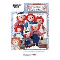 Simplicity Crafts Sewing Pattern 8043 Raggedy Ann & Andy Doll Toys