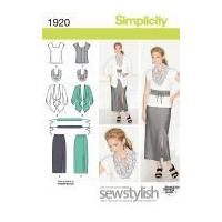 simplicity ladies sewing pattern 1920 tops jackets skirts scarf belt