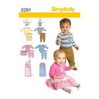 Simplicity Baby Easy Sewing Pattern 2291 Bodysuit, Pants, Skirt, Bibs & Sleeping Bag