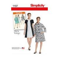 Simplicity Ladies Sewing Pattern 1197 1960\'s Vintage Style Dress & Coat