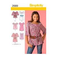 Simplicity Childrens Sewing Pattern 2689 Dresses, Tunic Tops & Belts