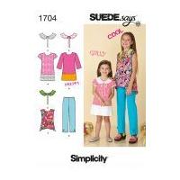 simplicity childrens easy sewing pattern 1704 pants tops dresses colla ...