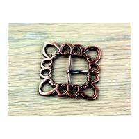 Simplicity Square Filigree Design Metal Buckle Fastener Copper