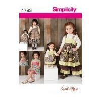 simplicity childrens dolls sewing pattern 1793 matching dresses pants  ...