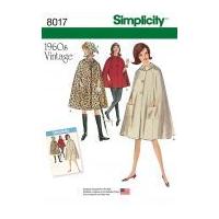 Simplicity Ladies Sewing Pattern 8017 1960\'s Vintage Style Cape Coat