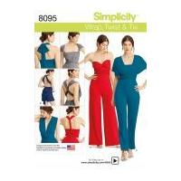 simplicity ladies sewing pattern 8095 knit wrap twist tie jumpsuit rom ...