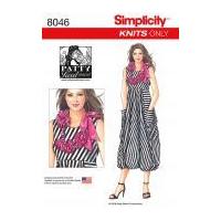 Simplicity Ladies Easy Sewing Pattern 8046 Knit Dress with Flower Necklace