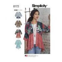 Simplicity Ladies Easy Sewing Pattern 8172 Kimono Tops with Length, Fabric & Trim Variations