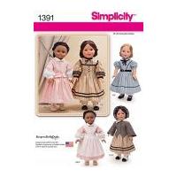 Simplicity Easy Sewing Pattern 1391 Doll Clothes Historical Dresses