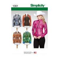 simplicity ladies sewing pattern 1361 zip up sportswear jackets