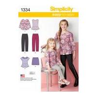 simplicity girls easy sewing pattern 1334 peplum tops pants skirt