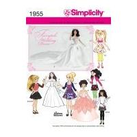 Simplicity Crafts Sewing Pattern 1955 Doll Clothes Wedding Dress & Casual Wear