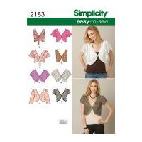 Simplicity Ladies Easy Sewing Pattern 2183 Waistcoats, Short Jackets & Boleros