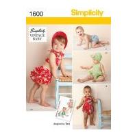 Simplicity Baby & Toddler Sewing Pattern 1600 Vintage Style Romper, Bikini, Panties & Bonnet