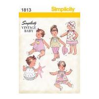 Simplicity Baby Sewing Pattern 1813 Vintage Style Romper, Dress, Top, Pants, Panties & Hat