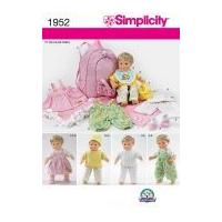 Simplicity Crafts Sewing Pattern 1952 Doll Clothes, Back Pack Doll Carrier & Blankets