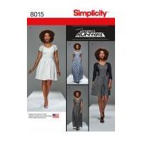 simplicity ladies sewing pattern 8015 panelled dresses in 4 styles