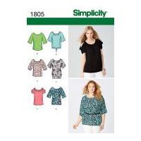 Simplicity Ladies Easy Sewing Pattern 1805 Pullover Jersey Tops
