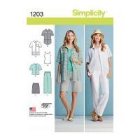 Simplicity Ladies Sewing Pattern 1203 Casual Shirts, Tops, Shorts & Pants