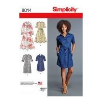 Simplicity Ladies Sewing Pattern 8014 Button Up Shirt Dresses in 4 Styles