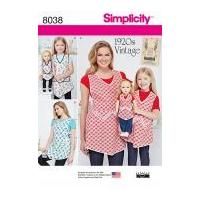 simplicity ladies girls dolls sewing pattern 8038 vintage style aprons