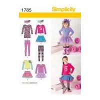 Simplicity Childrens Sewing Pattern 1785 Tops, Skirts, Dresses, Leggings & Headband