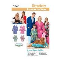 Simplicity Family Easy Learn to Sew Sewing Pattern 1946 Dressing Gowns & Pets Bed