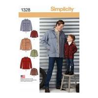 simplicity mens boys sewing pattern 1328 shirts jackets