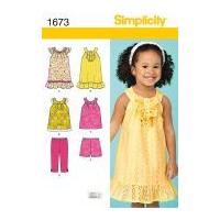 Simplicity Childrens Sewing Pattern 1673 A Line Tops & Dresses, Shorts & Pants